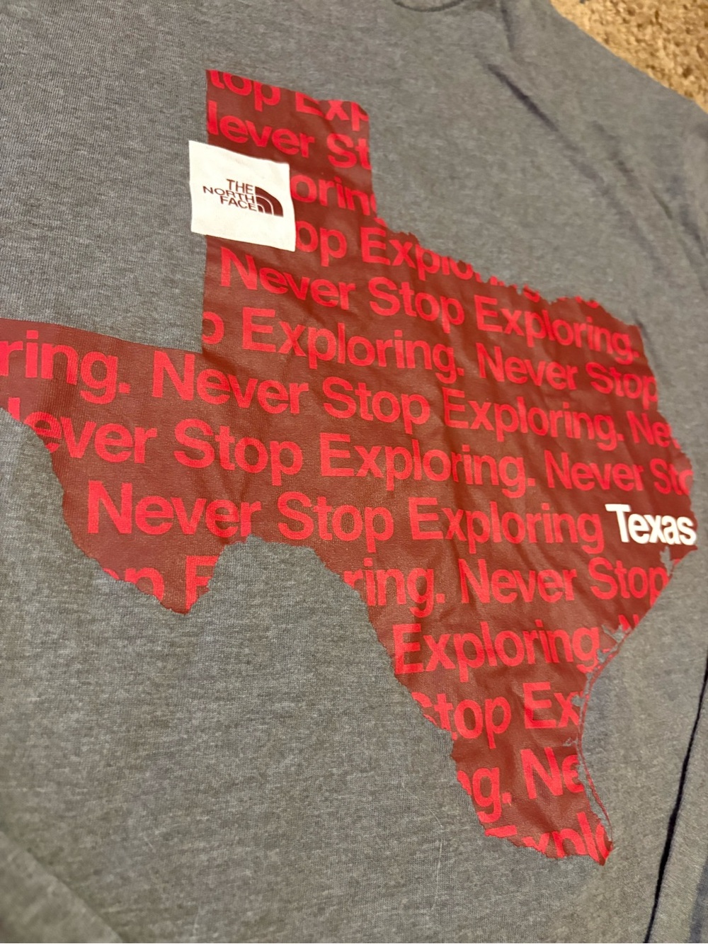 The North Face Men’s Long Sleeve Shirt - Gray with Red Texas Graphic - Picture 3 of 5